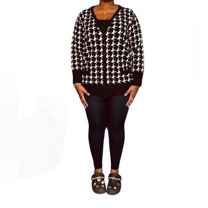 SIMPLY BE HOUNDSTOOTH CARDIGAN - BLACK/WHITE SIZE 16/18 (NEW WITH TAGS) A23